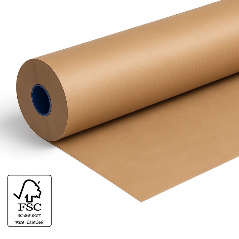Papier kraft brun rayé – largeur 60 cm x 400 m – 50 g/m²
