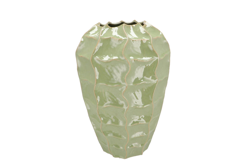 Lima Pistache Vase Long Carve 26x26x37cm