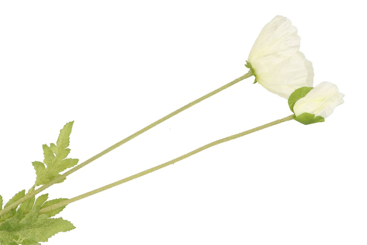 Silk Poppy Leaf White 96cm Nm
