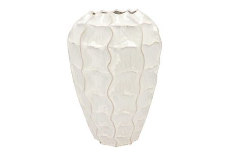 Lima White Vase Long Carve 31x31x44cm