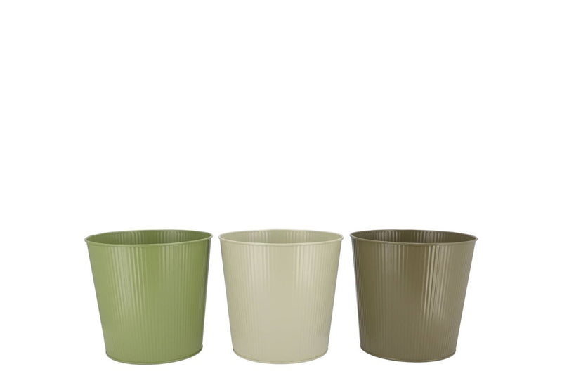Zinc Summer Green Mix Bucket Striped Ass 15x14x11c