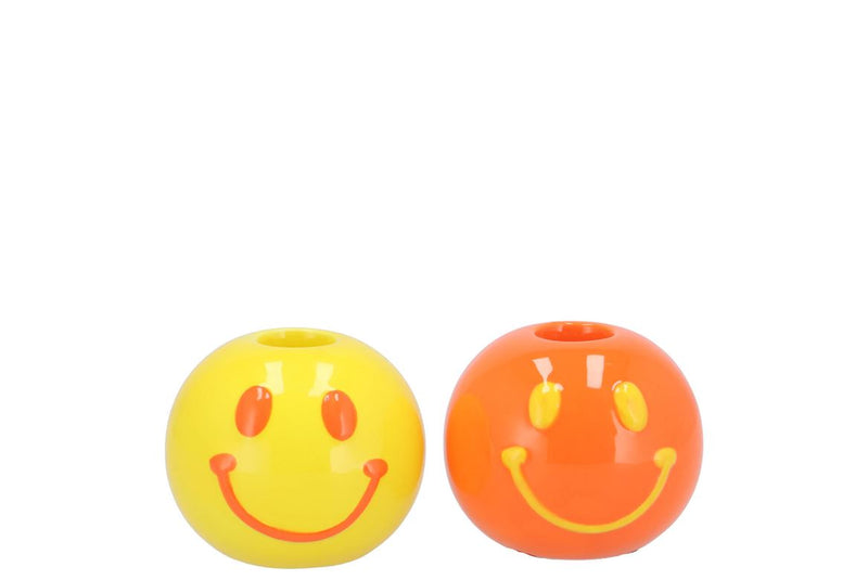 Smiley Dutch Orange Mix Candle H Ass 7x7x6cm