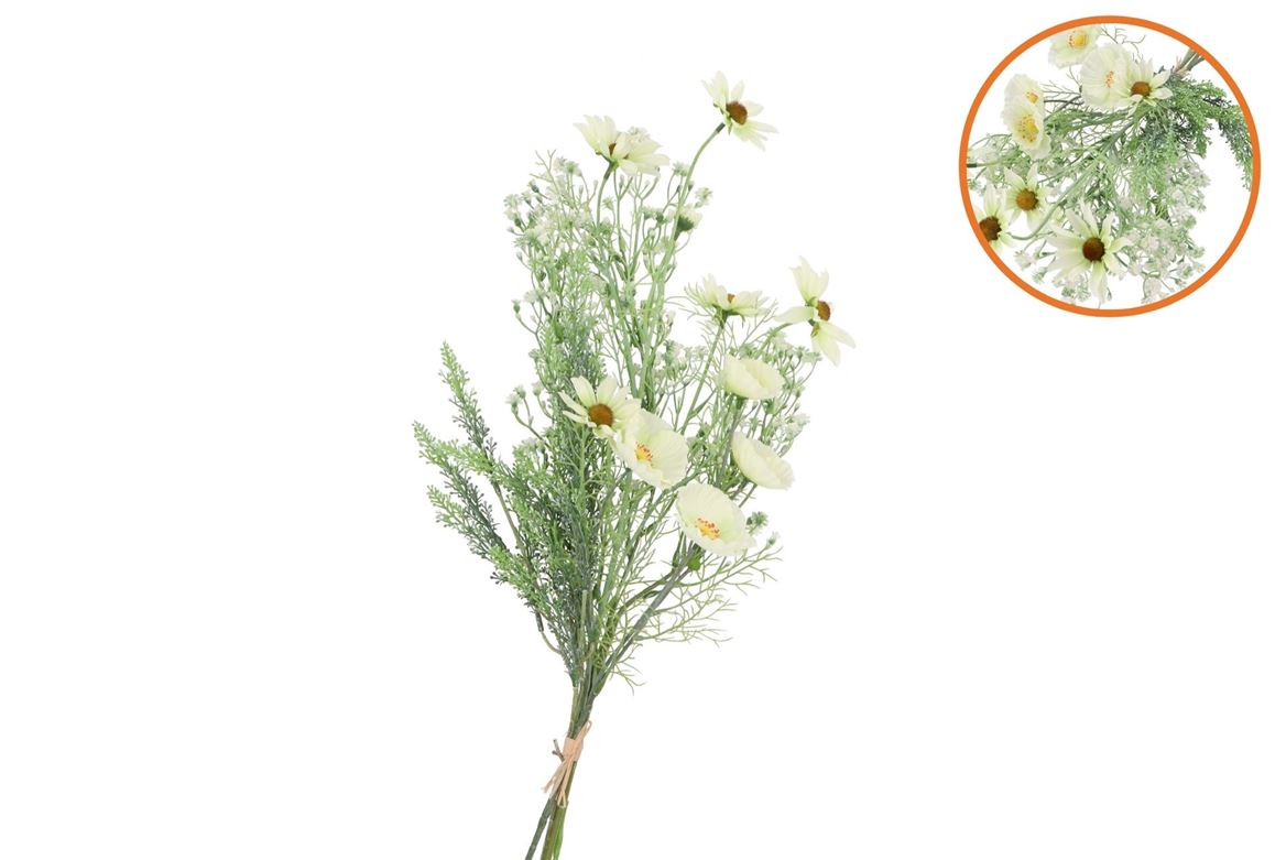 Silk Poppy Rudbeckia Wildflowers White 78cm