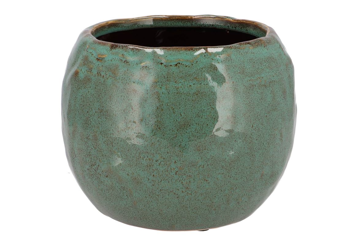 Iron Stone Green Ball Pot 24x24x16cm