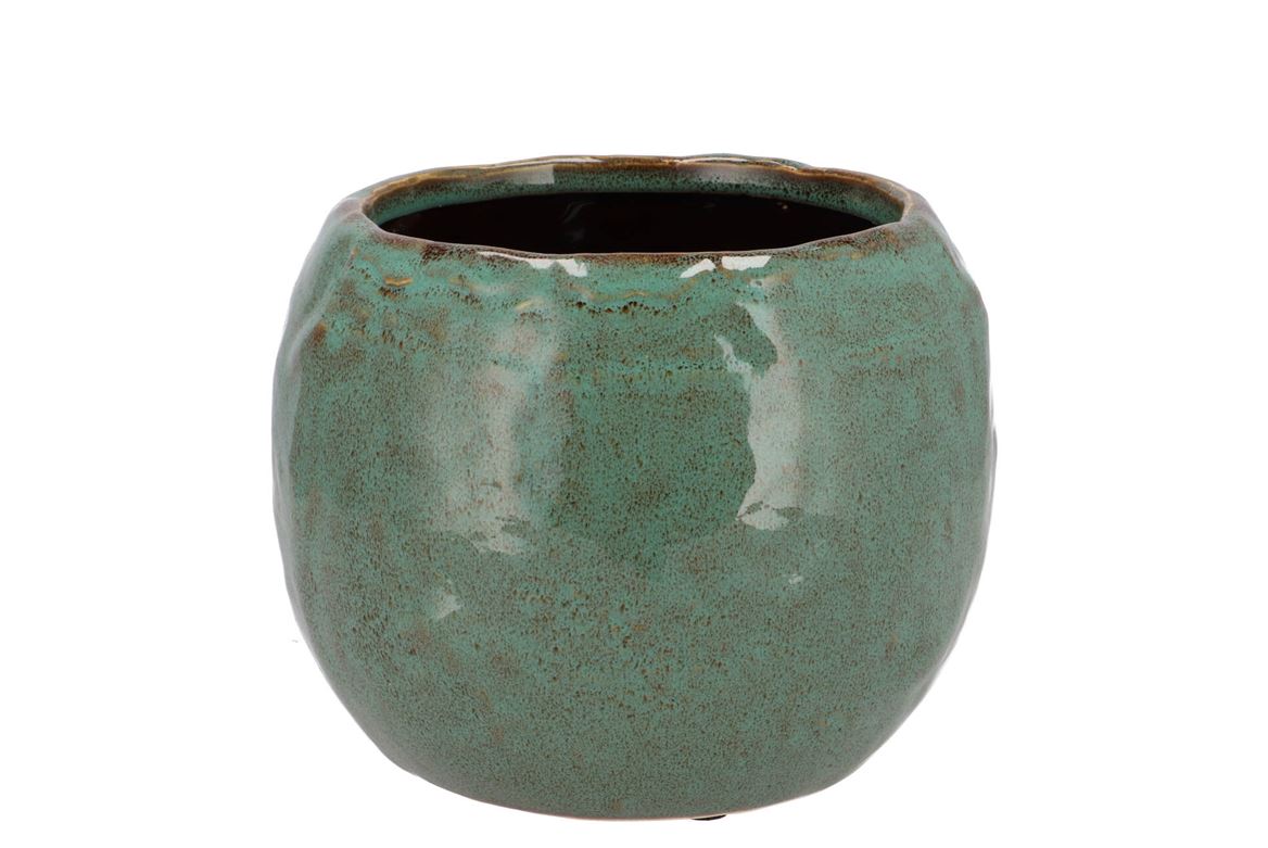 Iron Stone Green Ball Pot 18x18x14cm