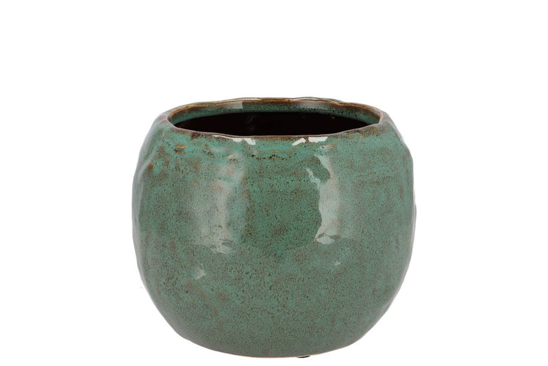 Iron Stone Green Ball Pot 16x16x12cm