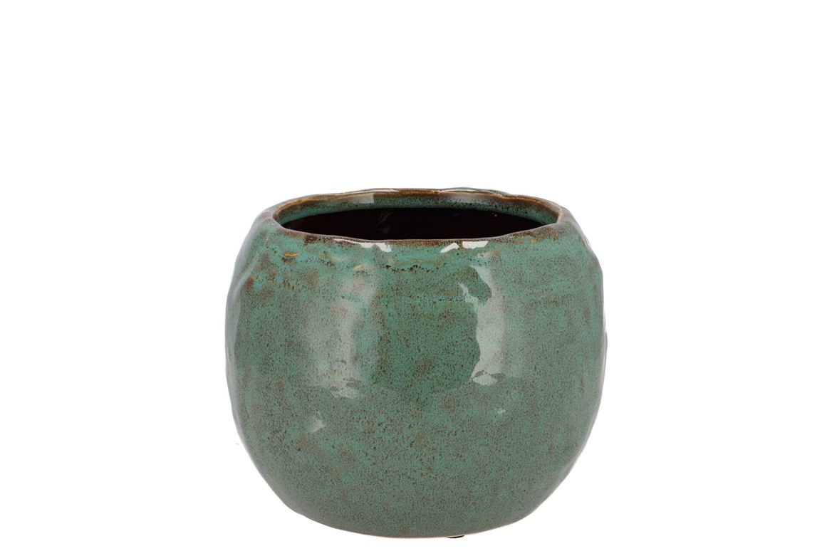 Iron Stone Green Ball Pot 14x14x10cm