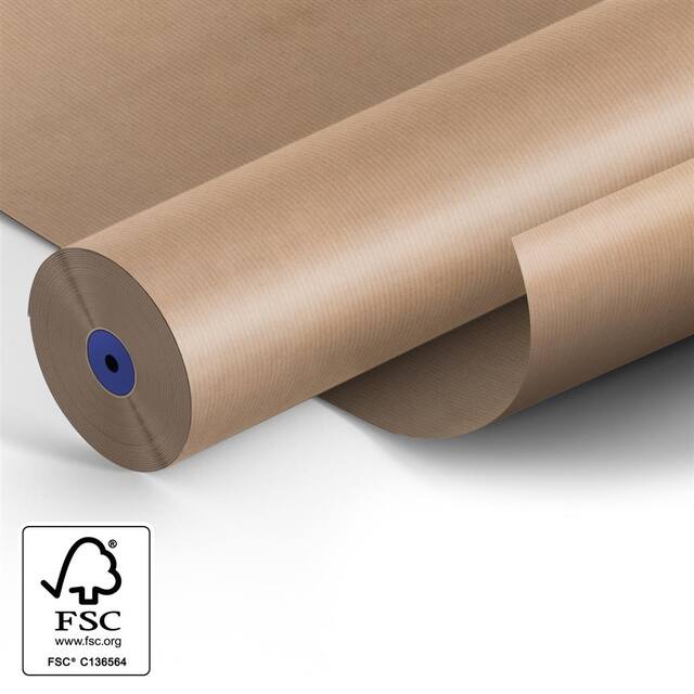 Papier kraft brun rayé – largeur 60 cm x 400 m – 50 g/m²