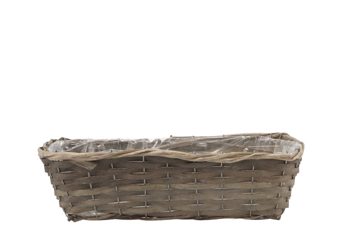 Osier Panier Balcon Gris 40x16x12cm