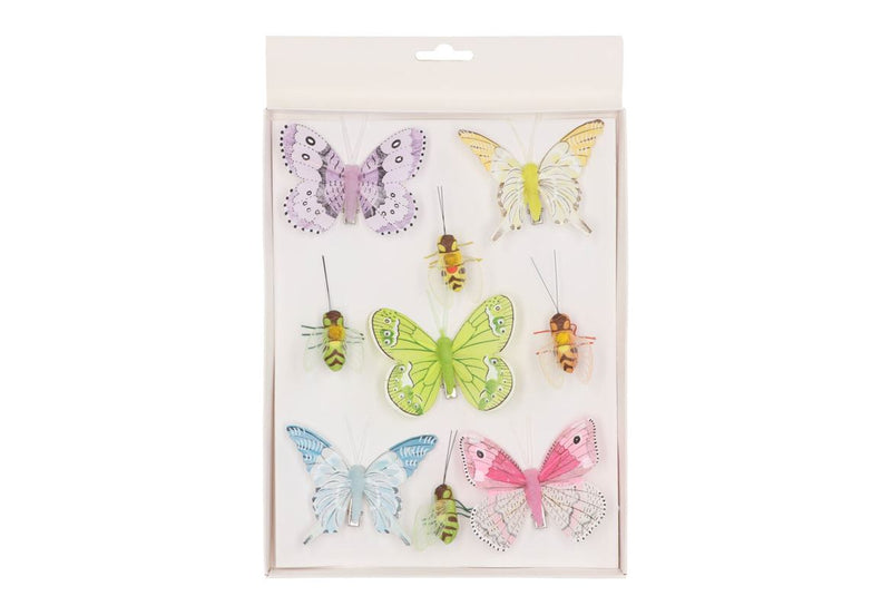 Papillon/abeille Sur Clip 5-8cm Mix Couleurs Par 1