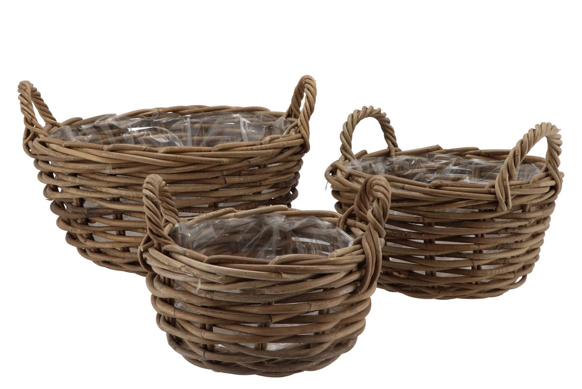 Rotin En Coupe Panier Haute 40x27cm Set De 3 Pièce