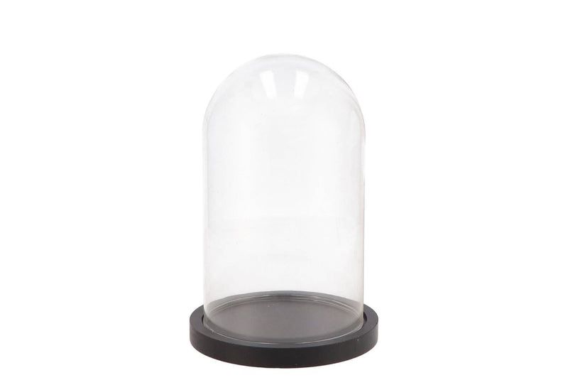 Cloche En Verre Avec Plateau Noir 14x21cm