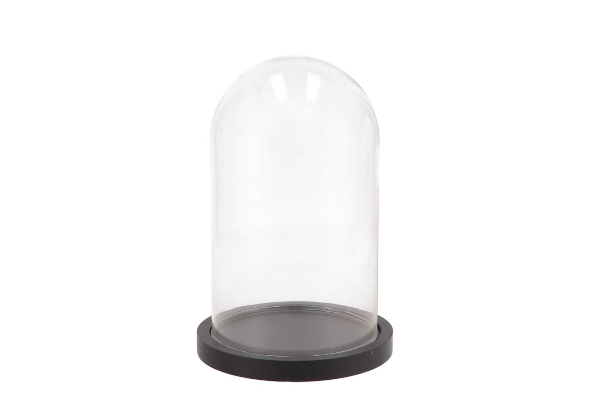 Cloche En Verre Avec Plateau Noir 14x21cm