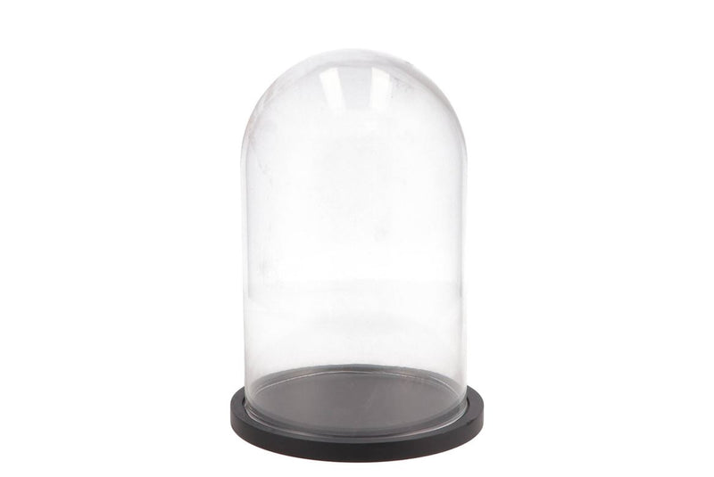 Cloche En Verre Avec Plateau Noir 17x25cm