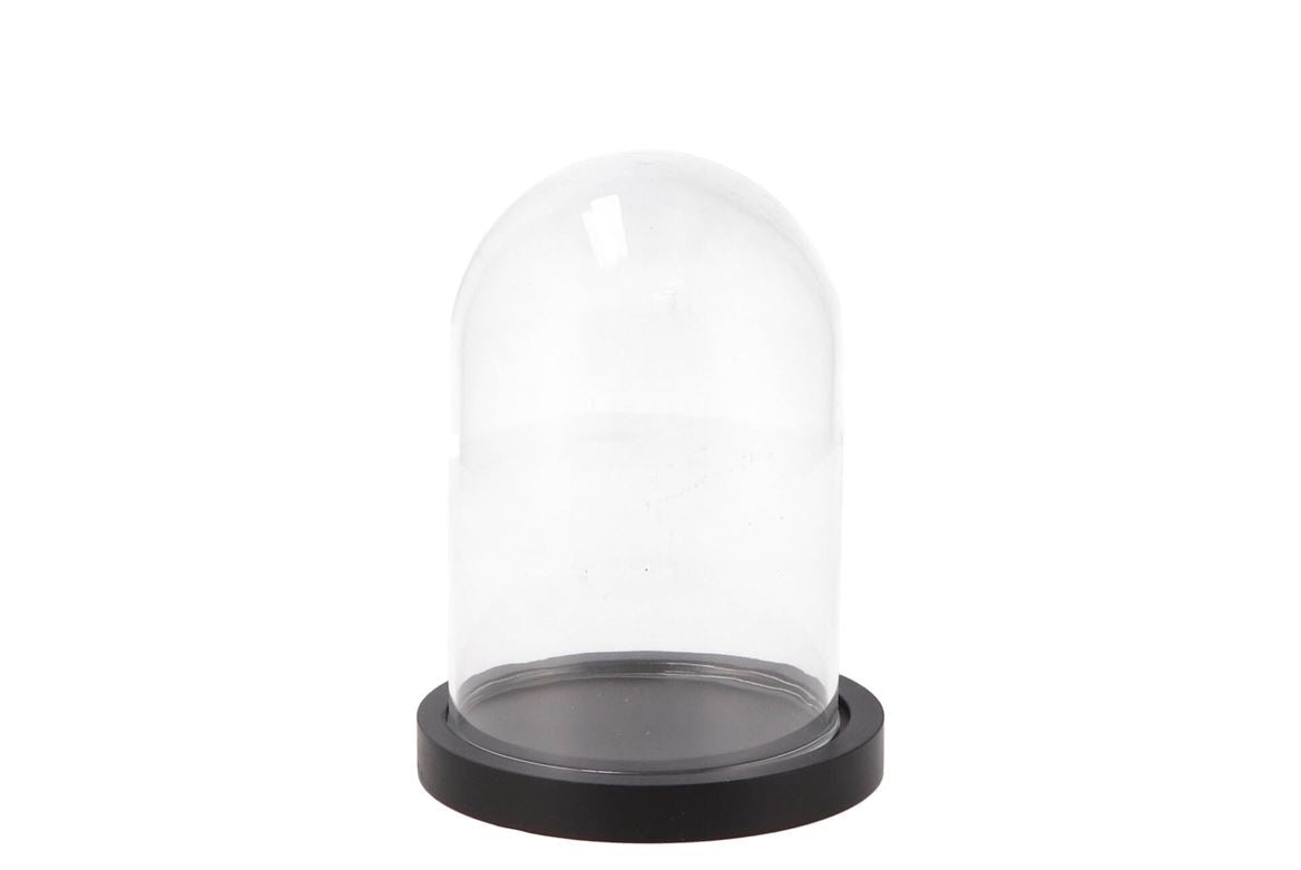 Cloche En Verre Avec Plateau Noir 12x16cm