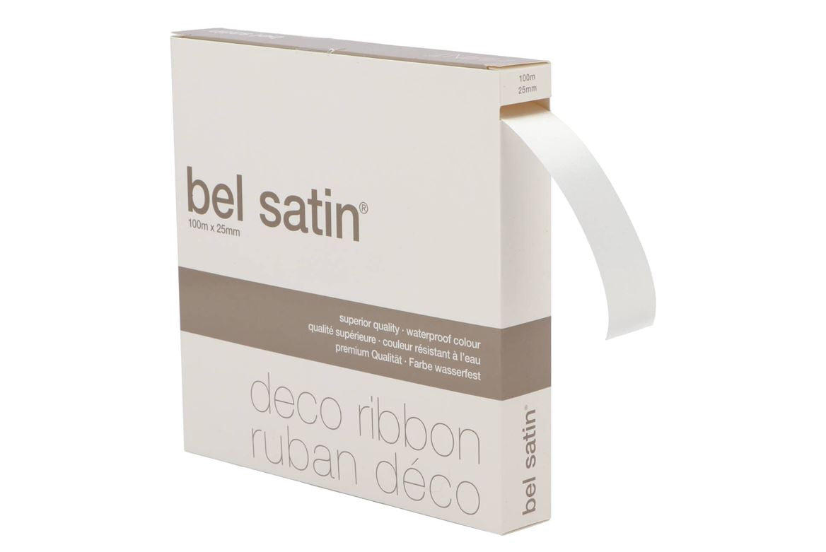 Ruban Satin (nr.00) Blanc 25mm Par 100 Metrés