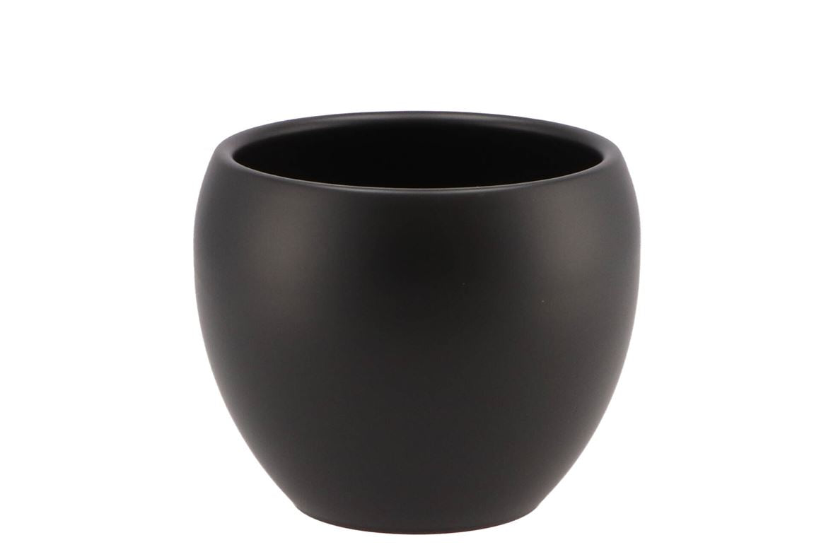 Vinci Mat Noir Pot De Fleurs 14x11cm