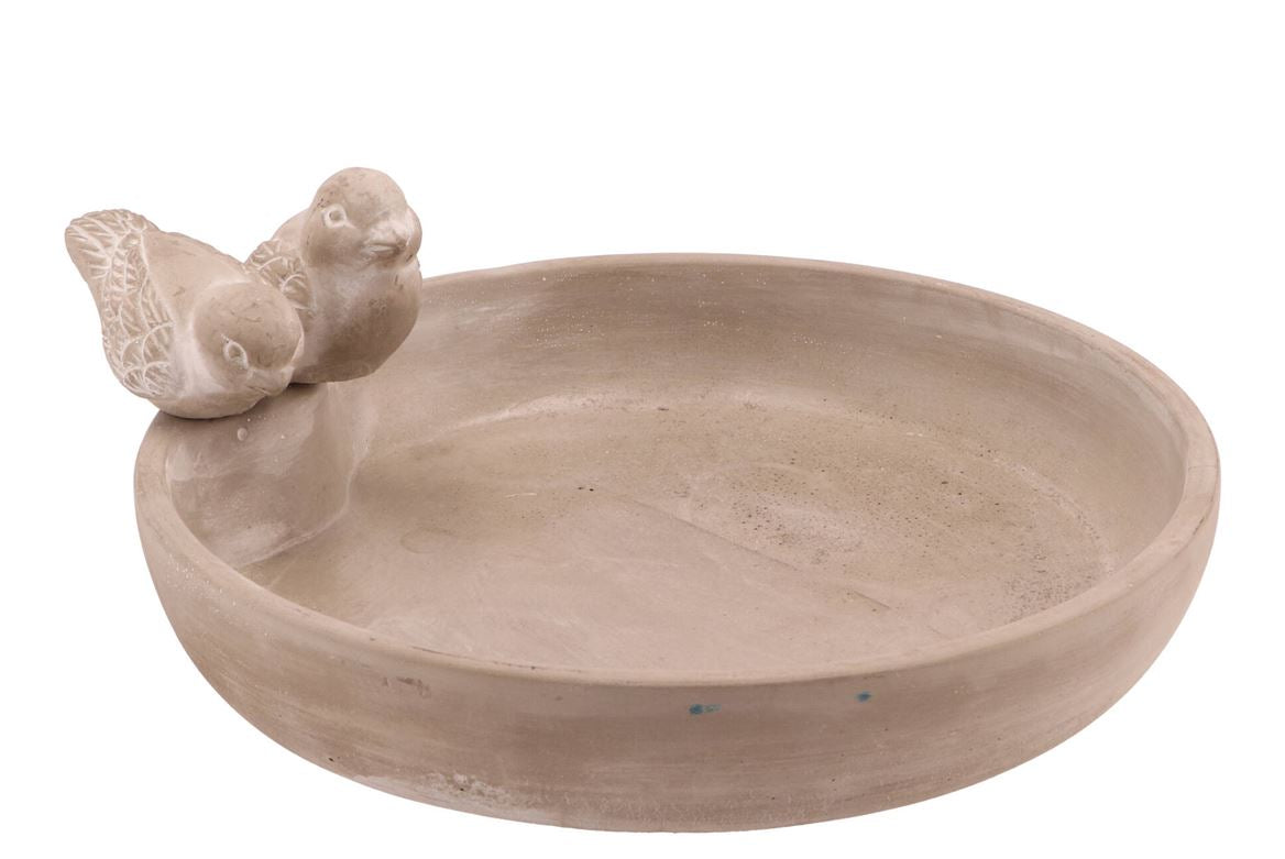 Concrete Bird Bowl Round 28x5cm