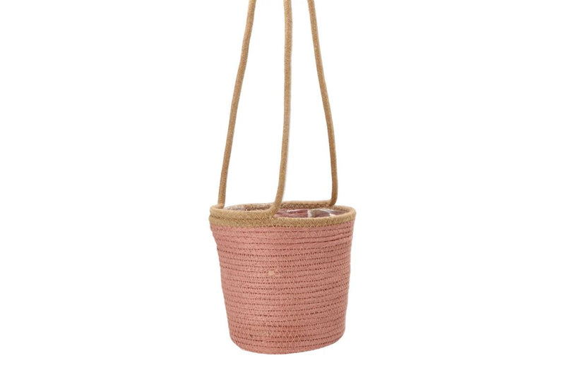 Tripoli Rose Panier En Rotin Suspendu 20x18cm