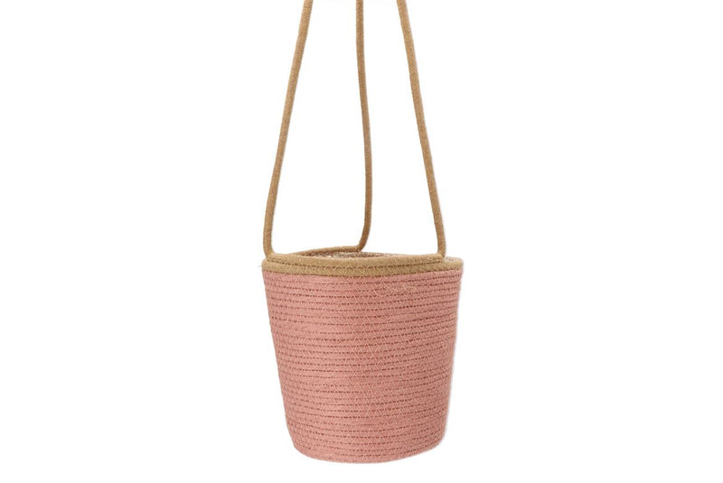 Tripoli Rose Panier En Rotin Suspendu 23x23cm