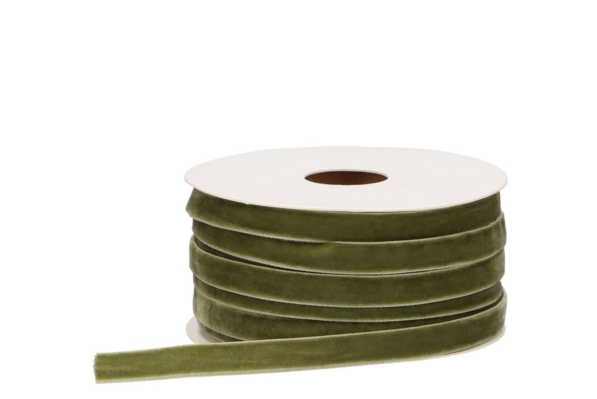 Ribbon Velvety 66 Moss Green 20mx9mm