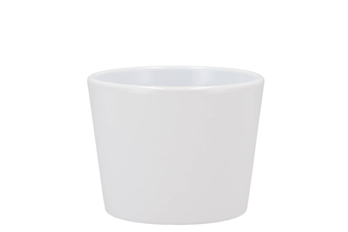 Ceramic White Shiny Pot 11cm