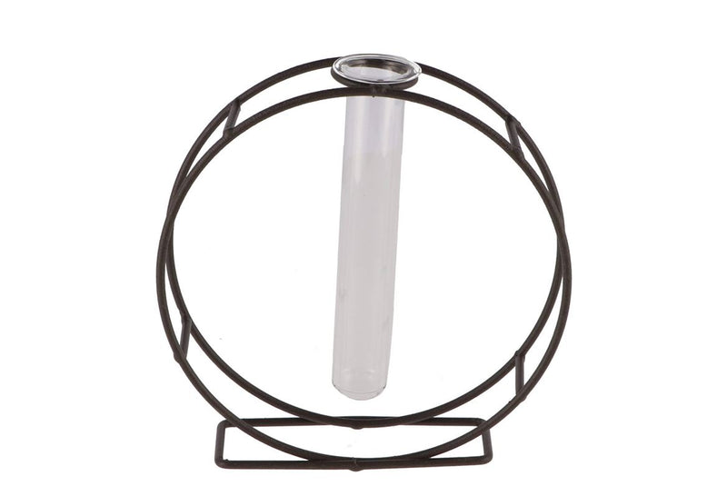 Metal Rack Grey Circle Glass Tube 5x17cm