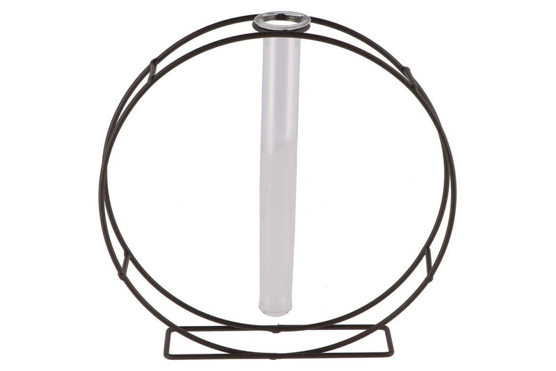 Metal Rack Grey Circle Glass Tube 5x22cm