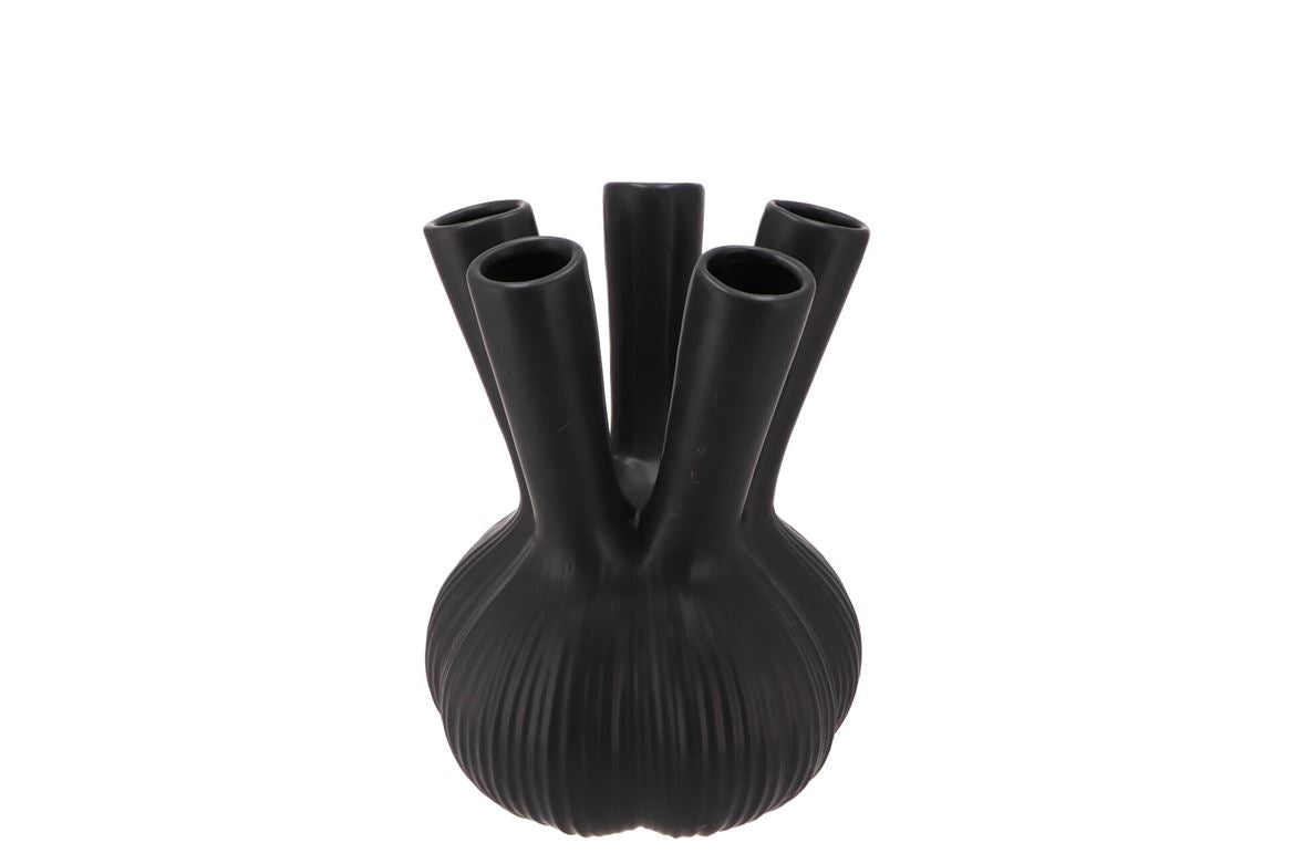 Aglio Straight Black Vase 16x16x19cm Nm