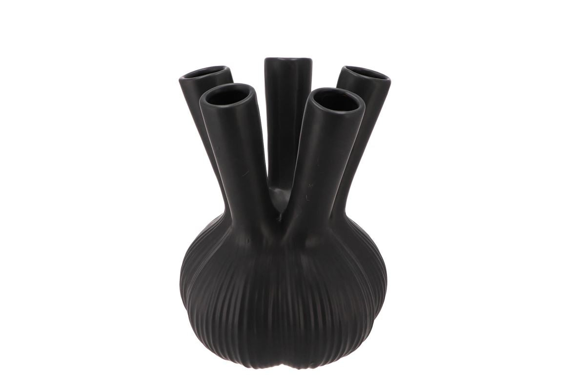 Aglio Straight Black Vase 19x19x25cm Nm