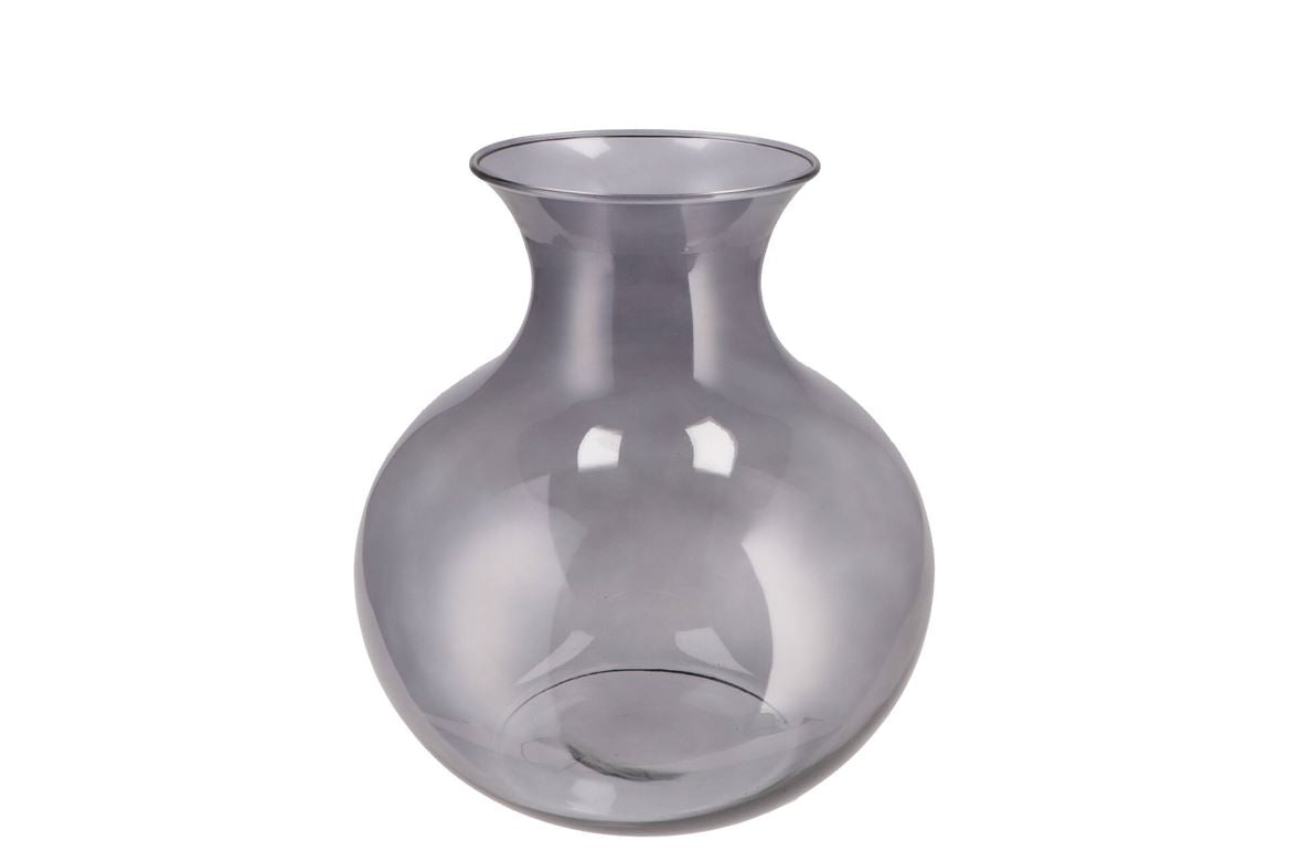 Mira Smoke Glass Cone Neck Sphere Vase 25x25x27cm