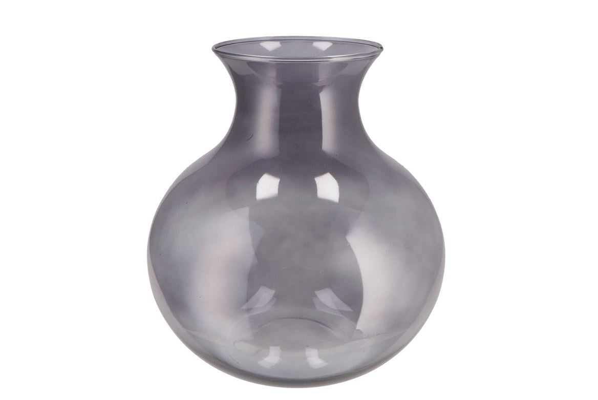 Mira Smoke Glass Cone Neck Sphere Vase 32x32x32cm