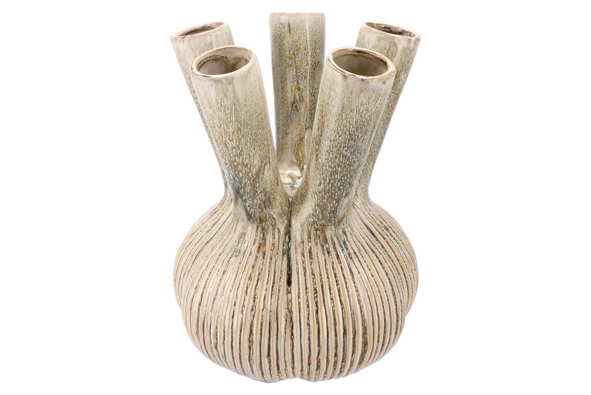 Aglio Straight Green Vase Active Glaze 26x26x35cm