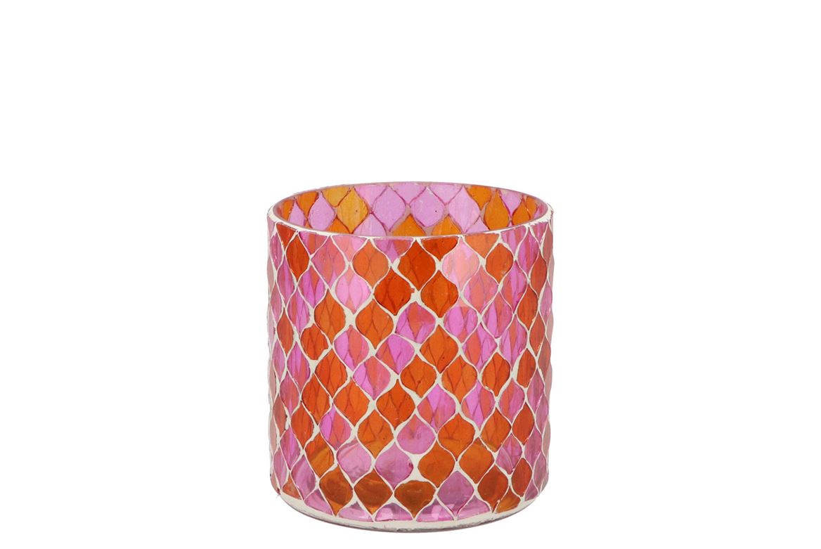 Glowing Mosaic Fuchsia/orange T-lights 10x10cm