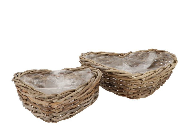 Rattan Ivy Basket Heart S/2 D26/31 H9/10