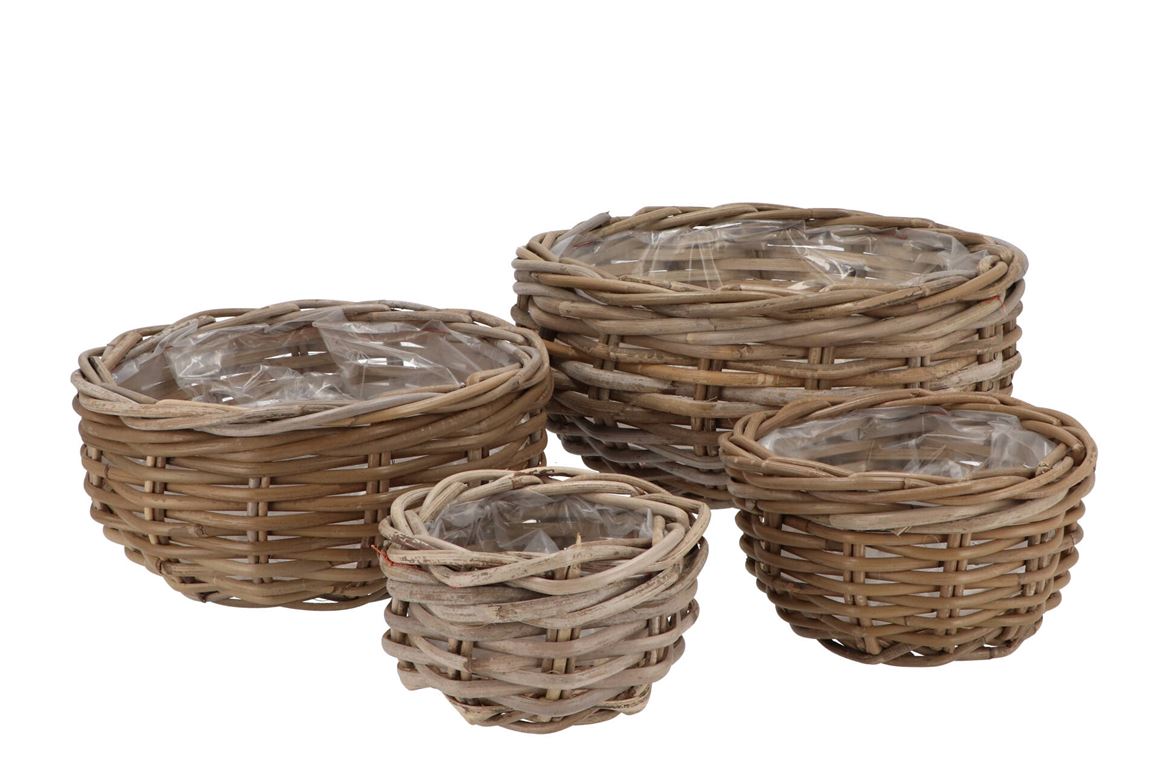 Rattan Ivy Basket Round Belly S/4 D13/19/26/32 H 8