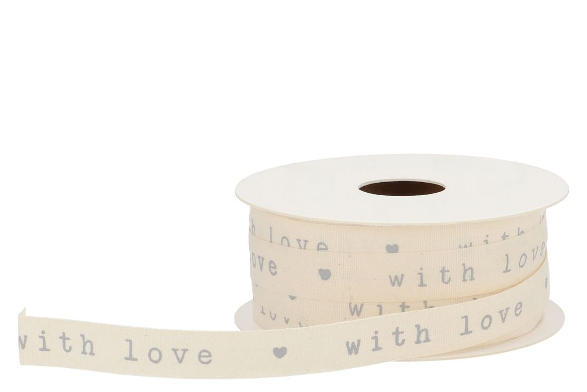 Ribbon With Love Creme 20mx15mm Nm