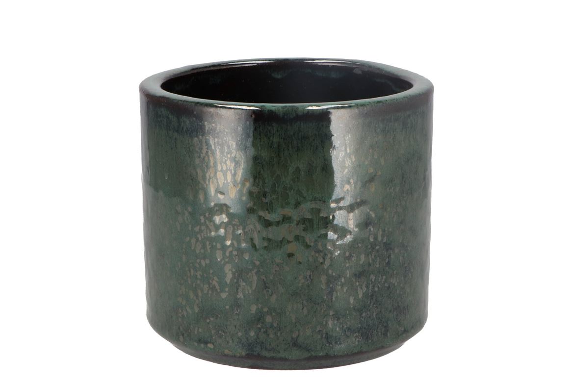 Javea Cilinder Pot Glazed Green 15x14cm