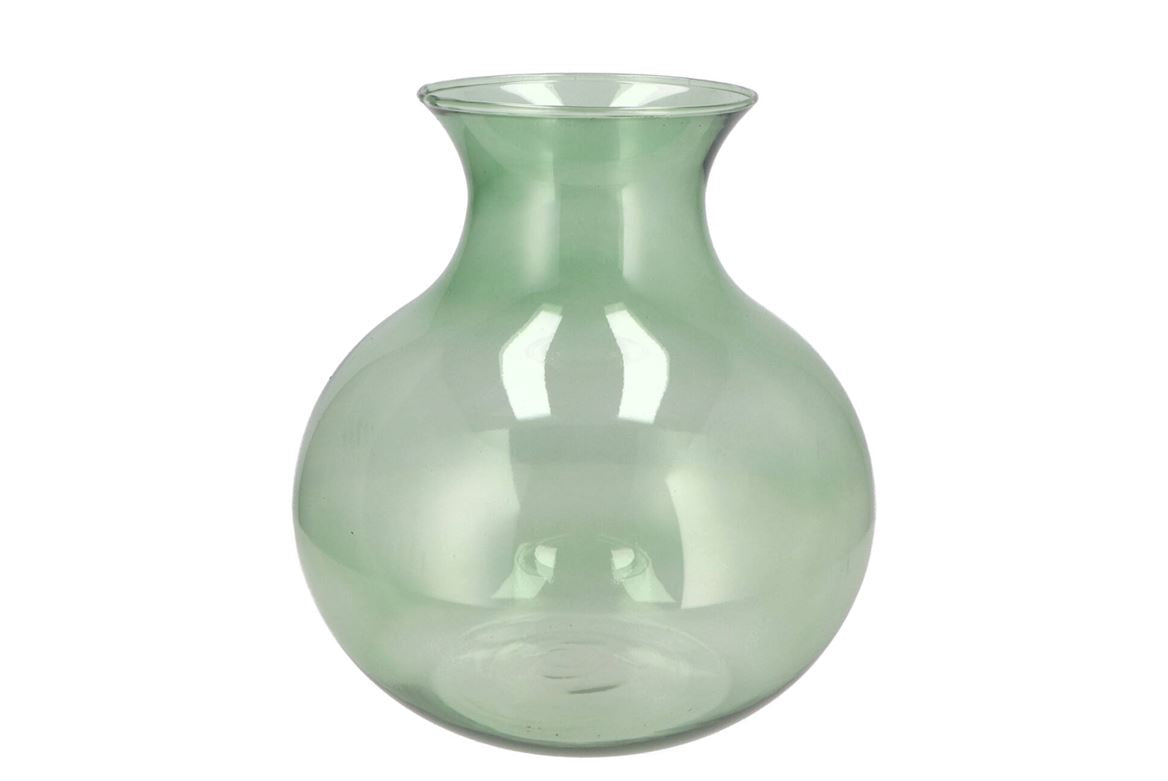 Mira Green Glass Cone Neck Sphere Vase 25x25x27cm