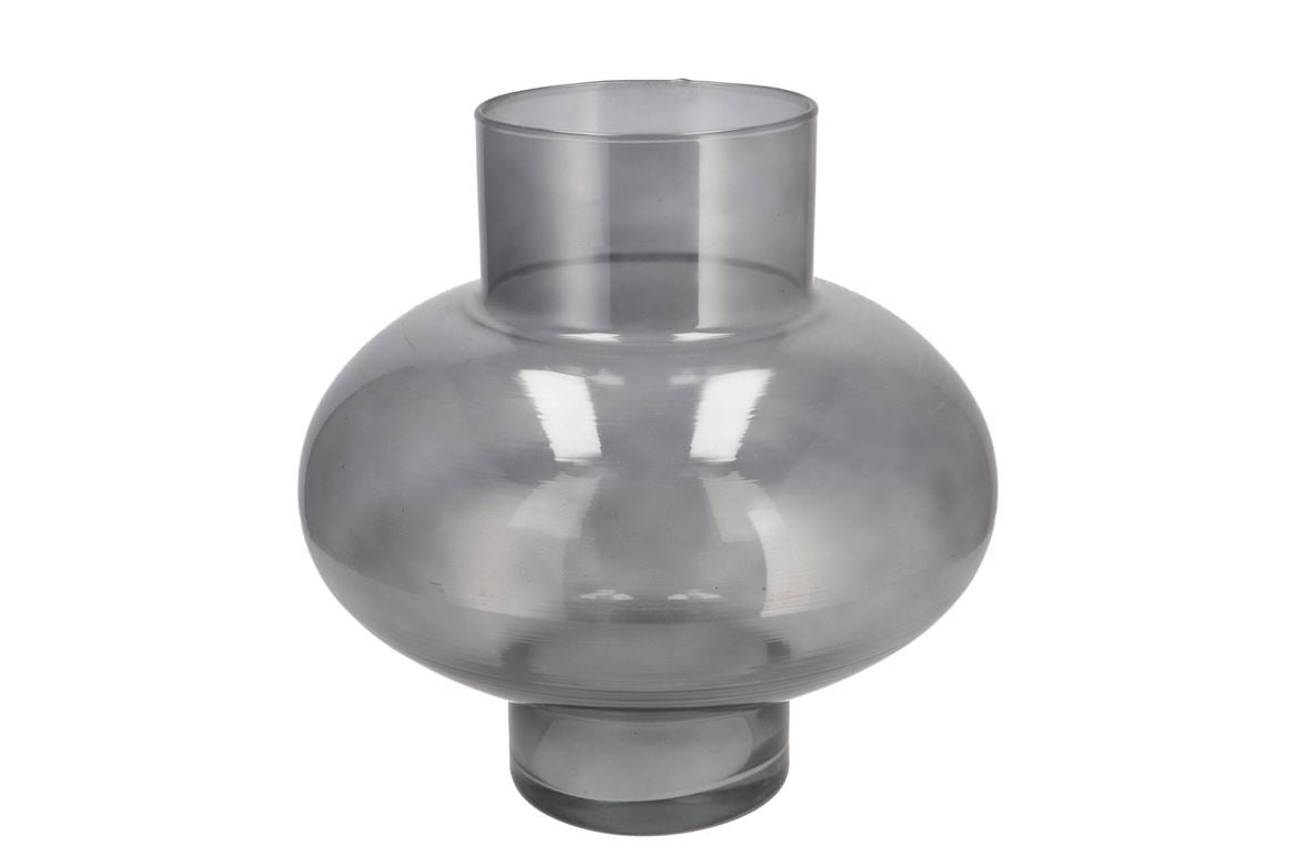 Mira Smoke Glass Bulb Low Vase 30x30x30cm