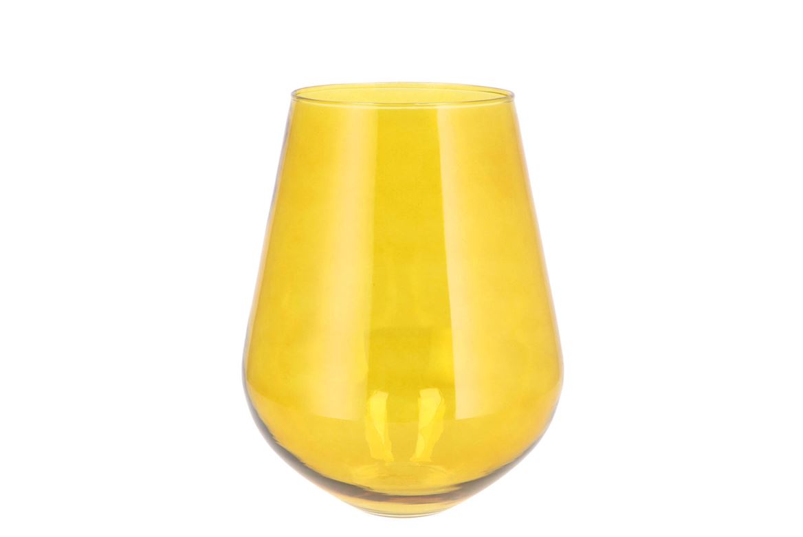 Mira Yellow Glass Wide Vase 20x20x22cm