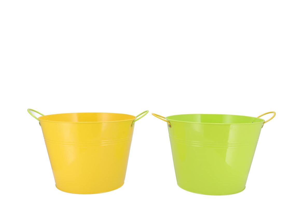 Zinc Basic Yellow/green Ears Bucket 23x18cm