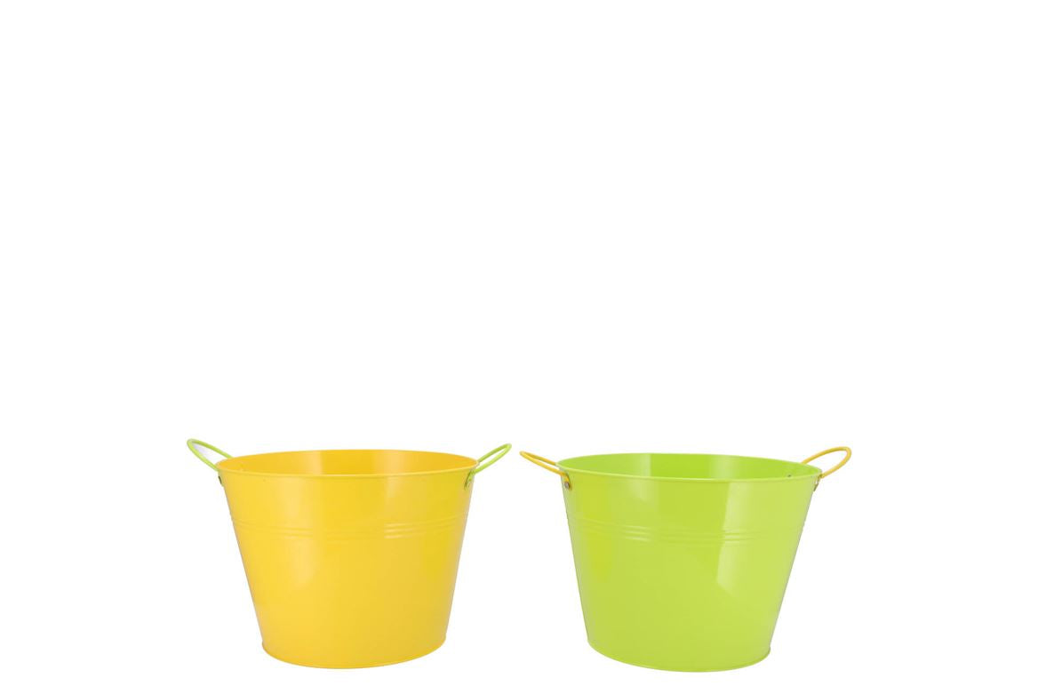 Zinc Basic Yellow/green Ears Bucket 16x14cm