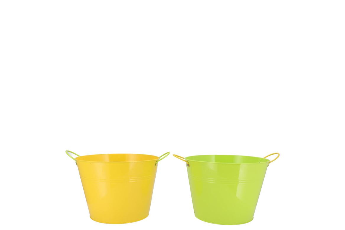 Zinc Basic Yellow/green Ears Bucket 13x12cm