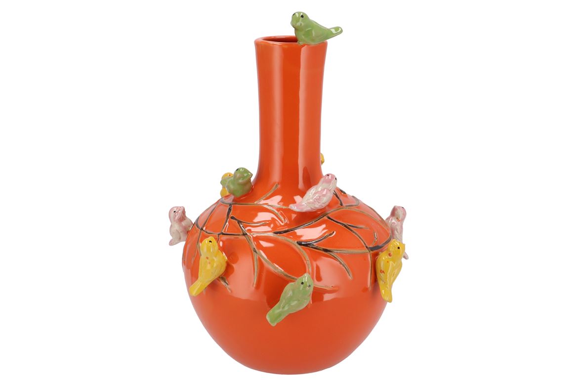 Bird Vase Orange Tube 26x33cm Nm