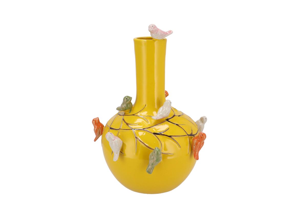 Bird Vase Yellow Tube 20x25cm Nm