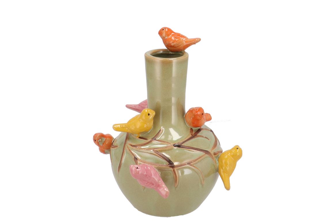 Bird Vase Pistache Tube 20x25cm Nm