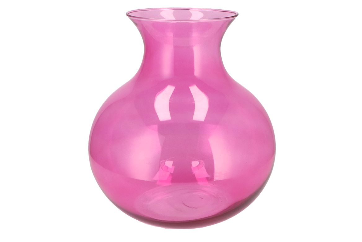 Mira Fuchsia Glass Cone Neck Sphere Vase 32x32x32c