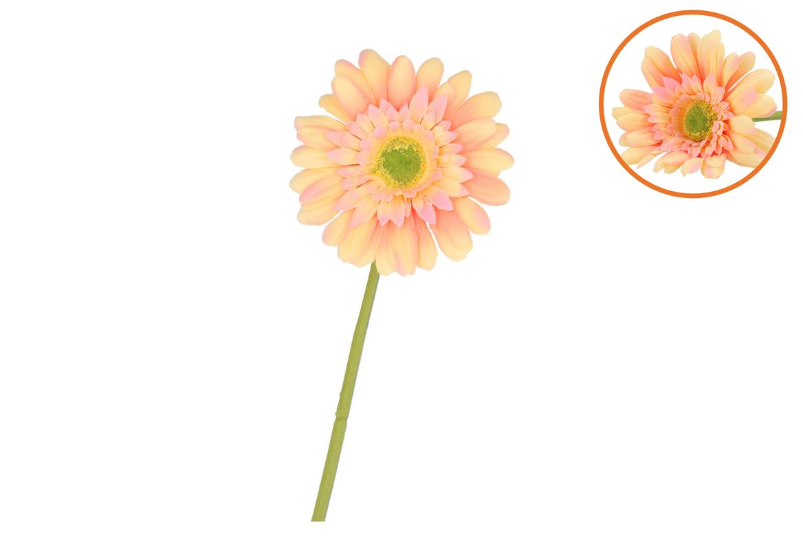 Silk Gerbera Peach/light Pink 72cm