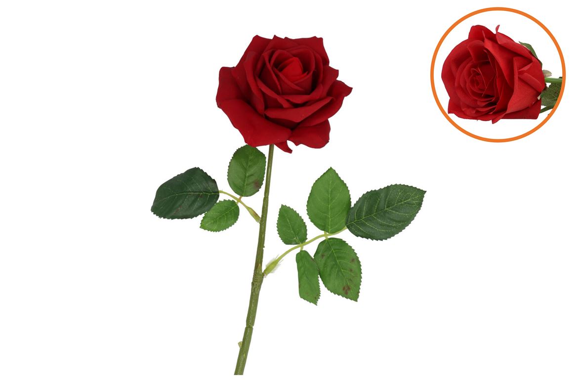 Silk Open Rose Red Real Touch 43cm